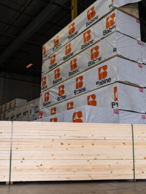 Stacks of Lumber and Babine wrapping